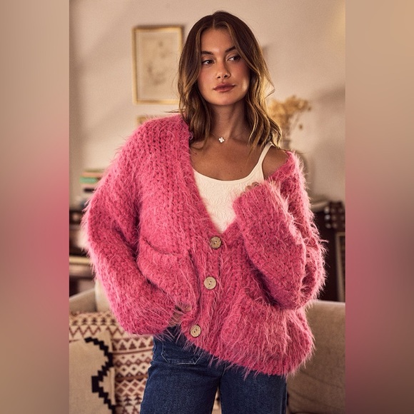 SO ME Soft Touch Hairy Loose Fit Cozy Sweater Cardigan - Picture 5 of 16